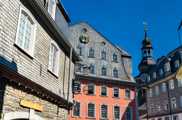 Fototapeta premium Traditional architecture of Monschau in North Rhine-Westphalia, Germany