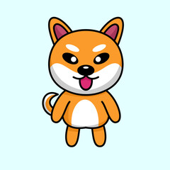 Naklejka premium Vector illustration of cute shiba dog animal premium