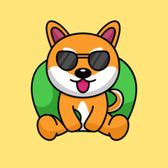 Vector illustration of cute shiba dog animal premium