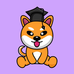 Vector illustration of cute shiba dog animal premium