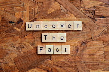 uncover the fact text on wooden square, inspiration and motivation quotes