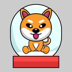 Vector illustration of cute shiba dog animal premium