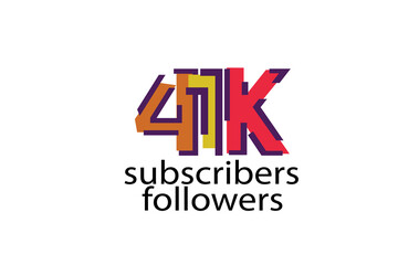 41K, 41.000 subscribers or followers blocks style with 3 colors on white background for social media and internet-vector