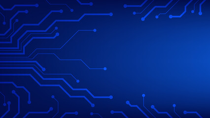 Hi tech digital circuit board. AI pad and electrical lines connected on blue lighting background. futuristic technology design element concept