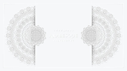 Luxurious arabesque background with Clean White Mandala style art vector