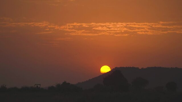 Sun setting behind Hills of Gwalior