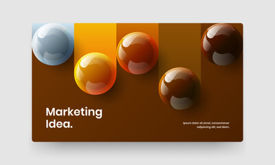 Multicolored realistic balls catalog cover concept. Vivid landing page design vector illustration.
