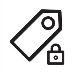 Tag locked icon. Vector and glyph