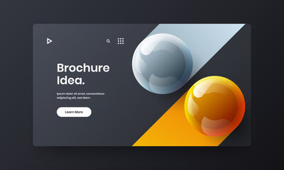 Multicolored landing page design vector illustration. Amazing 3D balls website screen layout.