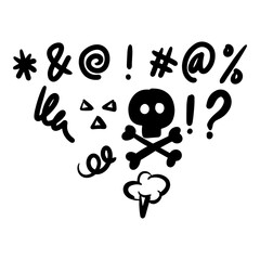 Doodle sketch style of Swearing icons cartoon hand drawn illustration for concept design.