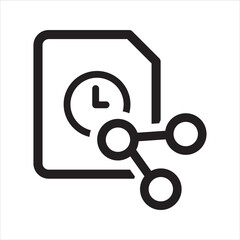 Document share icon. File share time icon. Vector and glyph