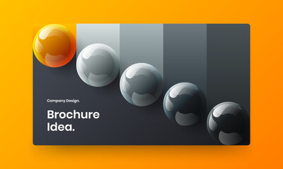 Trendy brochure design vector template. Modern 3D spheres handbill layout.
