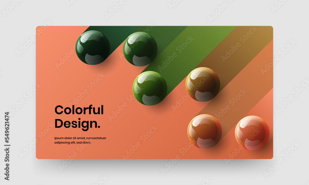 Poster abstract placard design vector layout. unique 3d spheres front page concept.