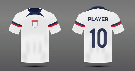 Soccer jersey for USA national team with front and back view
