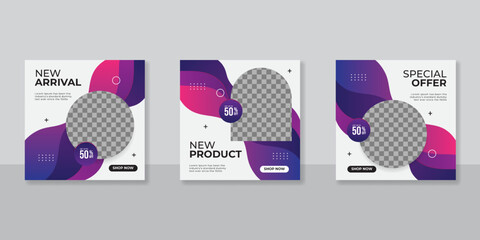 Modern promotion square web banner for social media mobile apps. Elegant sale and discount promo backgrounds for digital marketing