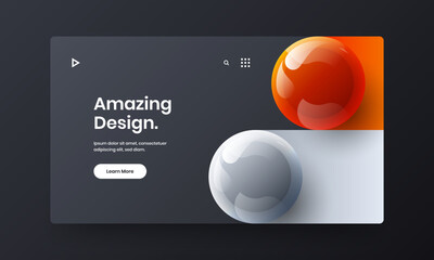 Original leaflet vector design template. Trendy 3D balls front page concept.