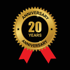 Luxury 20 years anniversary golden ribbon.