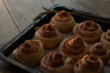  Wheat buns on a baking sheet