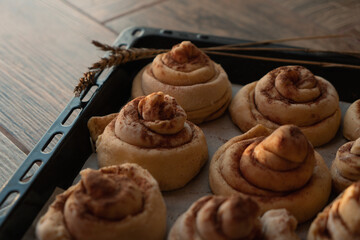  Wheat buns on a baking sheet