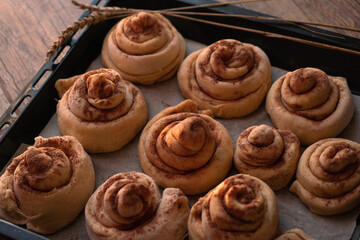  Wheat buns on a baking sheet