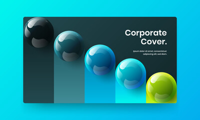 Premium horizontal cover vector design concept. Original realistic spheres front page layout.