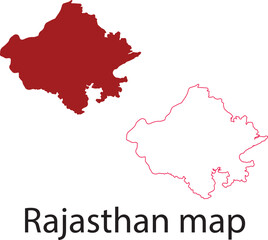Rajasthan detailed map ,Rajasthan outline map vector, Rajasthan map