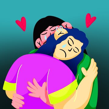 Couple hug each other with love while crying