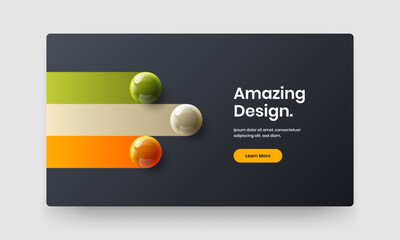 Simple flyer design vector illustration. Vivid realistic spheres poster layout.