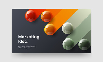 Unique realistic spheres journal cover concept. Trendy landing page vector design illustration.