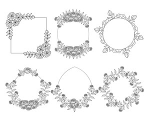 Fototapeta premium flower frame of wreath design with elegant floral and leaves