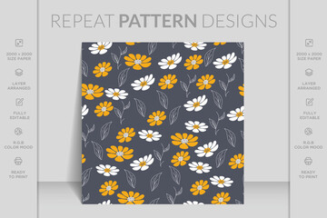 Flower seamless pattern background. Elegant texture for fabric art, wallpapers, textile, wrapping.