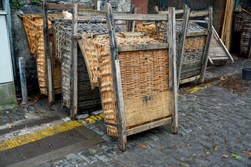 traditional wooden basket sleds in funchal