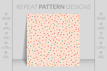 Polka dot pattern background, colorful cute design vector. Simple pattern background.