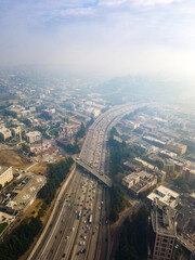 Seattle Interstate 5 Smokey Aerial View