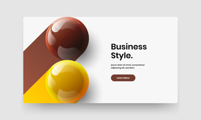 Creative 3D spheres annual report concept. Amazing horizontal cover design vector layout.