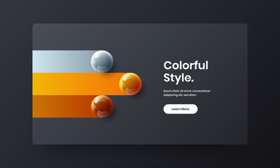 Simple corporate brochure vector design concept. Trendy 3D spheres pamphlet illustration.