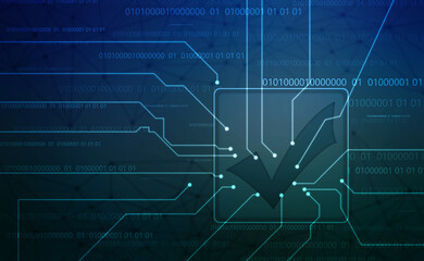 Check mark symbol in digital background, Technology abstract background, Tech Futuristic Check Mark Symbol