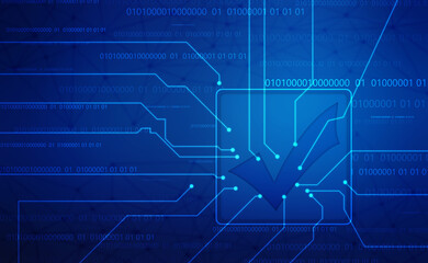 Check mark symbol in digital background, Technology abstract background, Tech Futuristic Check Mark Symbol