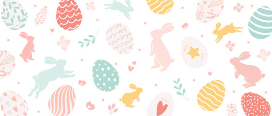 Vector illustration background of hand drawn easter eggs. colorful design.