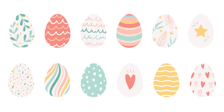 Vector illustration set of hand drawn easter eggs. colorful design.