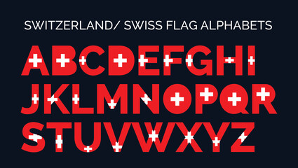 Fototapeta na wymiar Switzerland Swiss Flag Alphabets Letters A to Z Creative Design Logos