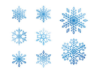 Fototapeta na wymiar Snowflake Collection on isolated background. Frost background. Christmas icon. Vector illustration