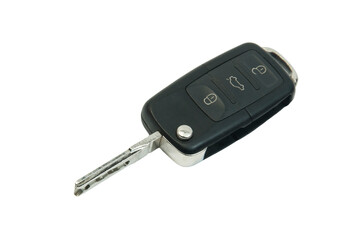 black car key on a white background close up. car buying concept	