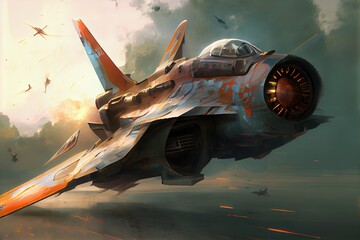 Obraz premium Illustration of Fighter Jet