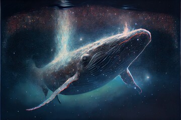 Fototapeta na wymiar Cetacea swimming through the galaxy