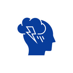 Human head icon with storm and lightning. Vector illustration.
