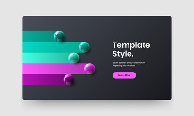 Clean leaflet design vector template. Creative 3D spheres website illustration.