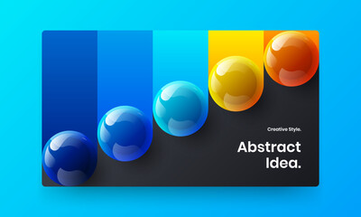 Modern 3D spheres website template. Unique handbill vector design illustration.