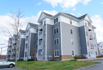 close up on modern rental apartment buildings