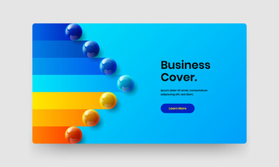 Fresh 3D spheres landing page illustration. Geometric corporate cover design vector template.